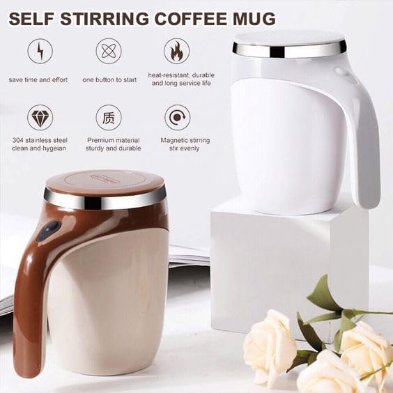 Tendula Automatic Magnetic Stirring Coffee Mug Rotating Home Office Travel Mixing CupElectric Stainless Steel Self Tumbler Suitable for Coffee Milkand Other Beverages 1Pcs - Image 3