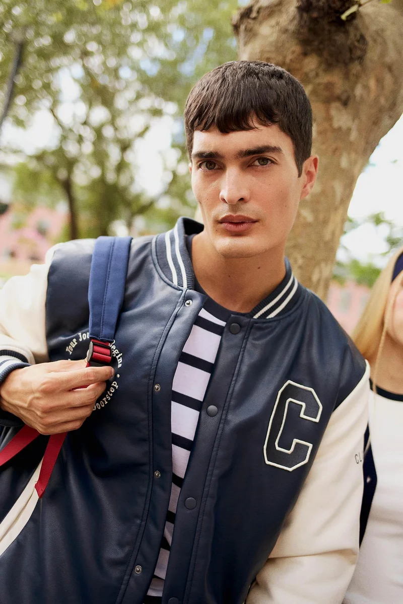 Defacto  Regular Fit College Collar Faux Leather Bomber Jacket for Men | Best Price UAE