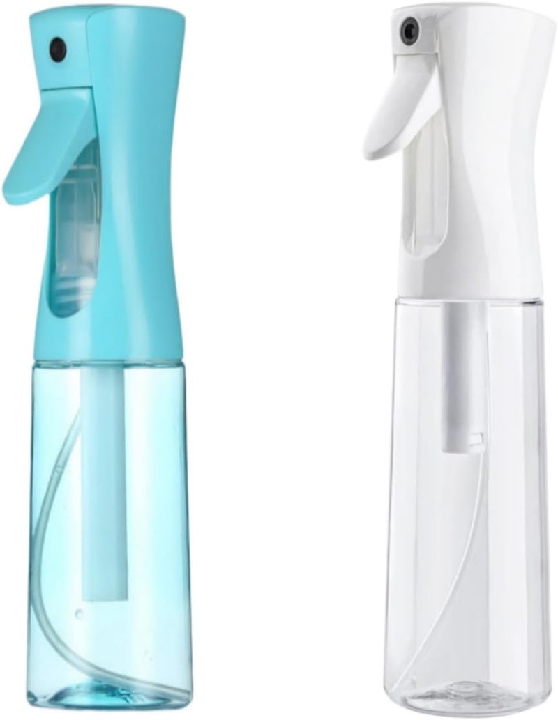 Brvcdh Misto Continuous Spray Bottle with Ultra Fine Mist - 10.1oz/300ml for Hair, Home Cleaning, Salons, Plants, Aromatherapy, and More - Hair Spray Bottle, Barber Accessories (2 Pack) (Blue white) - Image 1