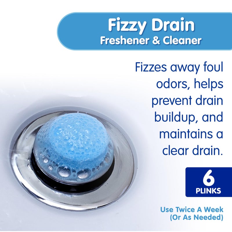 Plink Fizzy Drain Freshener and Cleaner, Prevents Clogs and Removes Odors in Household Sinks, Lemon Scent, 6-Pack - Image 2