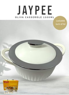 JAYPEE Jaypee Olivia Casserole 1500ml with chrome finish- White  - Image 1