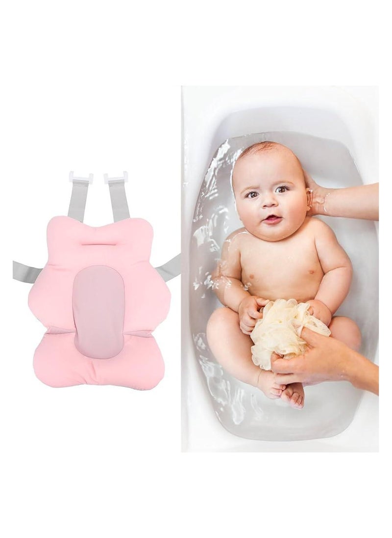 Generic - Baby Bath Seat, Infant Bathing Seat Support Mat, Baby Bath Support Cushion Comfortable Adjustable Non-Slip Baby Shower Bathtub Sit Up Cushion Pad for Newborn Infant pink - Image 1