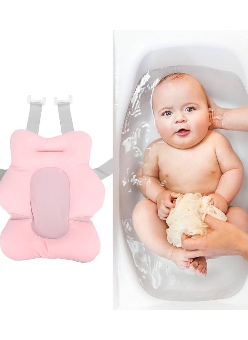 Generic - Baby Bath Seat, Infant Bathing Seat Support Mat, Baby Bath Support Cushion Comfortable Adjustable Non-Slip Baby Shower Bathtub Sit Up Cushion Pad for Newborn Infant pink - Image 1