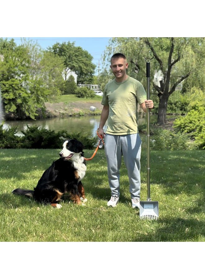 CKLT Heavy Duty Pooper Scooper 66in Spring Steel Scoop Long Stainless Steel Handle Dog Pooper Scooper for Large Dogs Outdoor Pet Waste Removal Shovel - Image 2