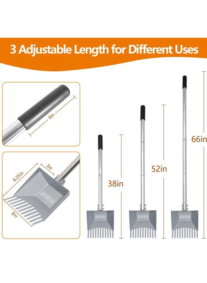 CKLT Heavy Duty Pooper Scooper 66in Spring Steel Scoop Long Stainless Steel Handle Dog Pooper Scooper for Large Dogs Outdoor Pet Waste Removal Shovel - Image 3