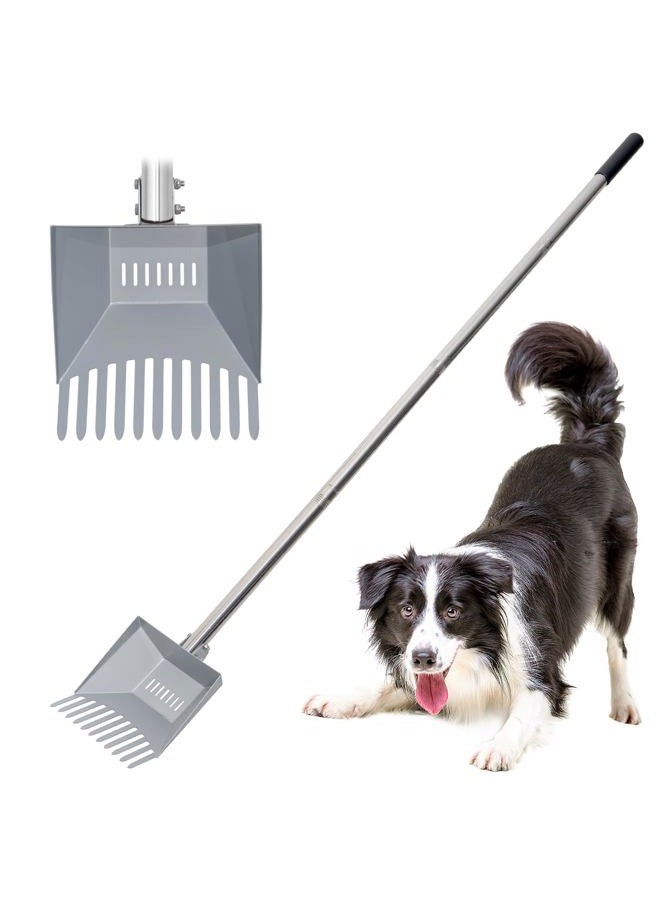 CKLT Heavy Duty Pooper Scooper 66in Spring Steel Scoop Long Stainless Steel Handle Dog Pooper Scooper for Large Dogs Outdoor Pet Waste Removal Shovel - Image 1