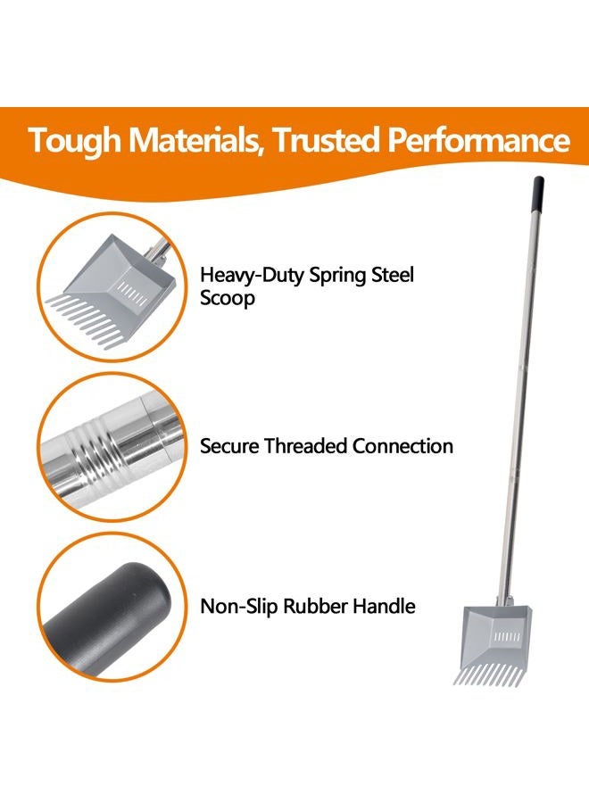CKLT Heavy Duty Pooper Scooper 66in Spring Steel Scoop Long Stainless Steel Handle Dog Pooper Scooper for Large Dogs Outdoor Pet Waste Removal Shovel - Image 5