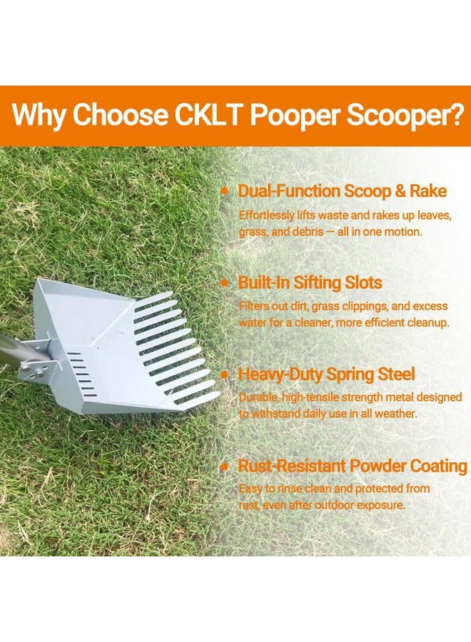 CKLT Heavy Duty Pooper Scooper 66in Spring Steel Scoop Long Stainless Steel Handle Dog Pooper Scooper for Large Dogs Outdoor Pet Waste Removal Shovel - Image 4
