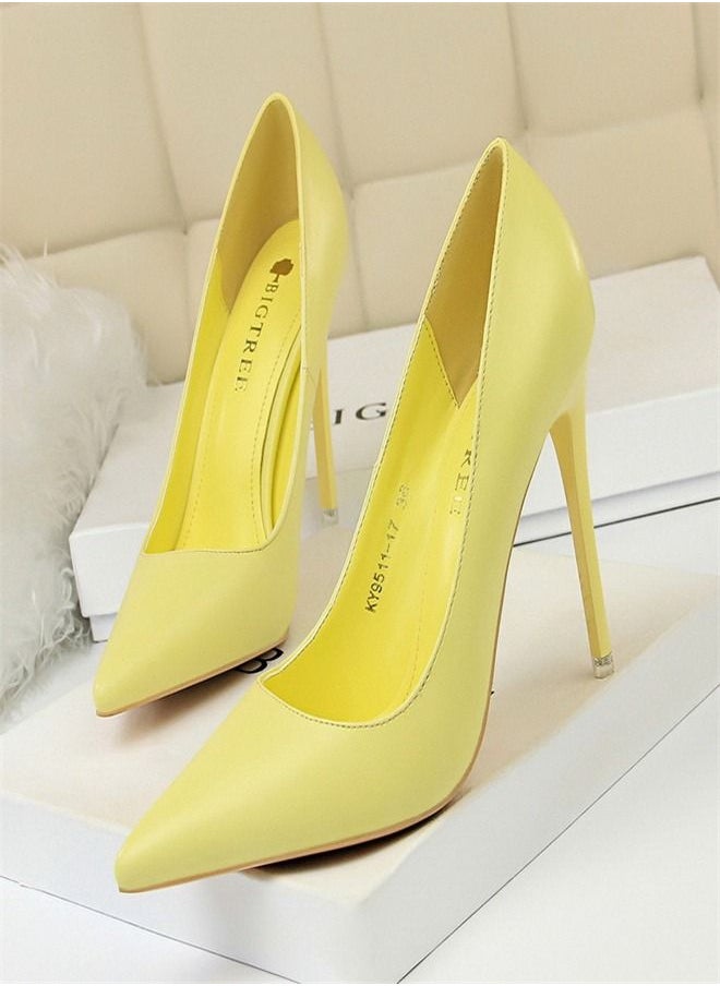 BIGTREE Fashion Simple High Heels 10.5CM Yellow 