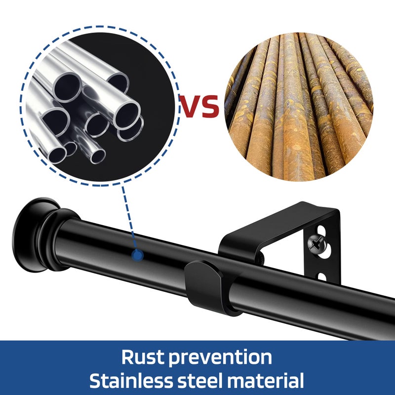 Alskarhem Standard Decorative Window Curtain Rods 30 to 88 Inch,5/8 Inch Diameter Small Curtain Rod Set, Heavy Duty Drapery Rods with Brackets Black - Image 4
