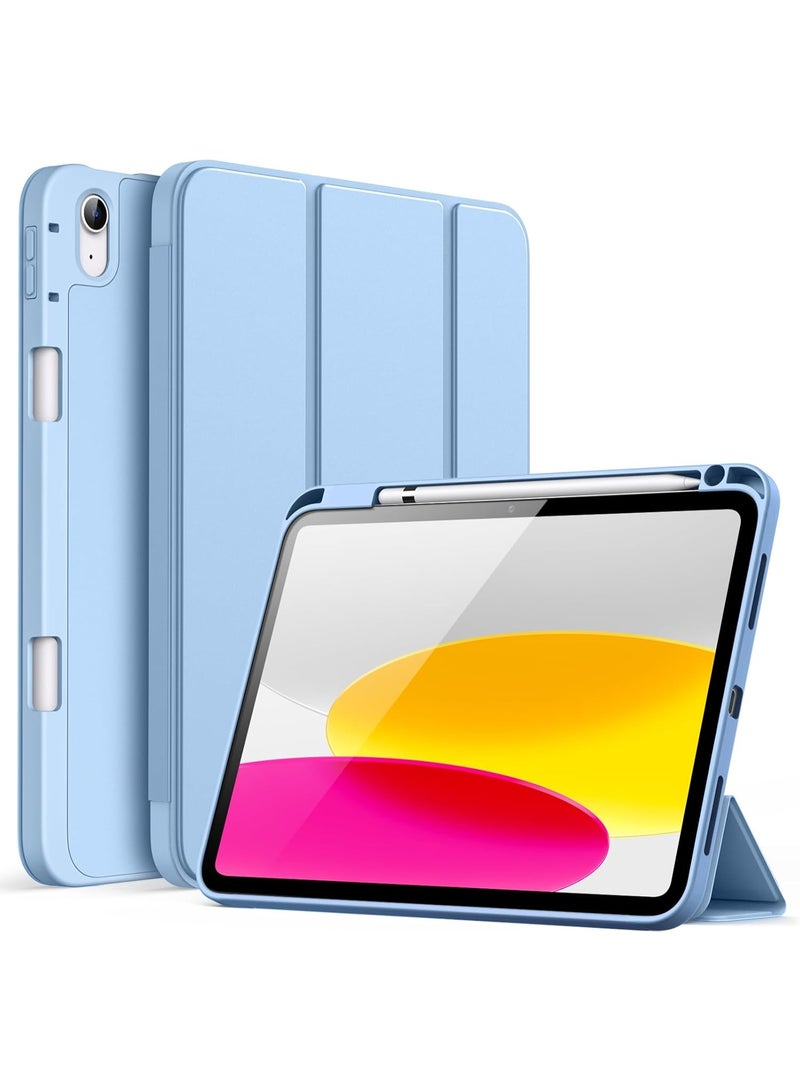 YoYoTech iPad 10th Generation Case 10.9 inch 2022 Kickstand Flip Cover with Magnetic Closure Auto Wake/Sleep funtion having Pencil holder Slot - Sky Blue - Image 1