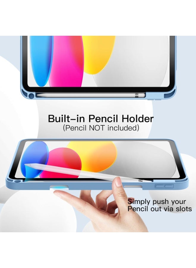 YoYoTech iPad 10th Generation Case 10.9 inch 2022 Kickstand Flip Cover with Magnetic Closure Auto Wake/Sleep funtion having Pencil holder Slot - Sky Blue - Image 3