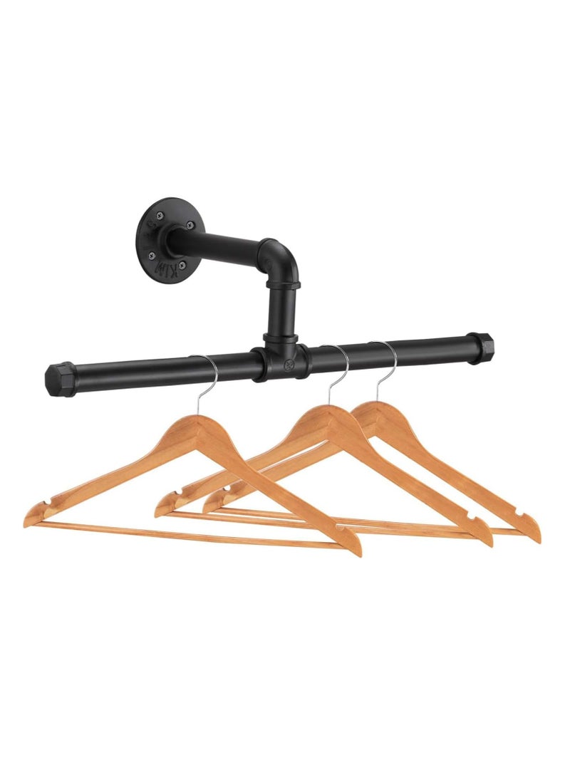 MIXDE Industrial Pipe Clothing Racks,Heavy Duty Wall Mounted Iron Garment Bars,Vintage Steel Black Metal Garmentfor Laundry, and Bedroom - Image 1