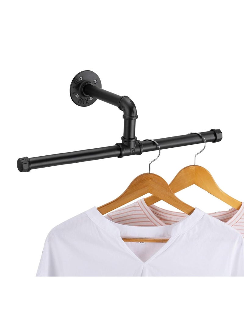 MIXDE Industrial Pipe Clothing Racks,Heavy Duty Wall Mounted Iron Garment Bars,Vintage Steel Black Metal Garmentfor Laundry, and Bedroom - Image 3