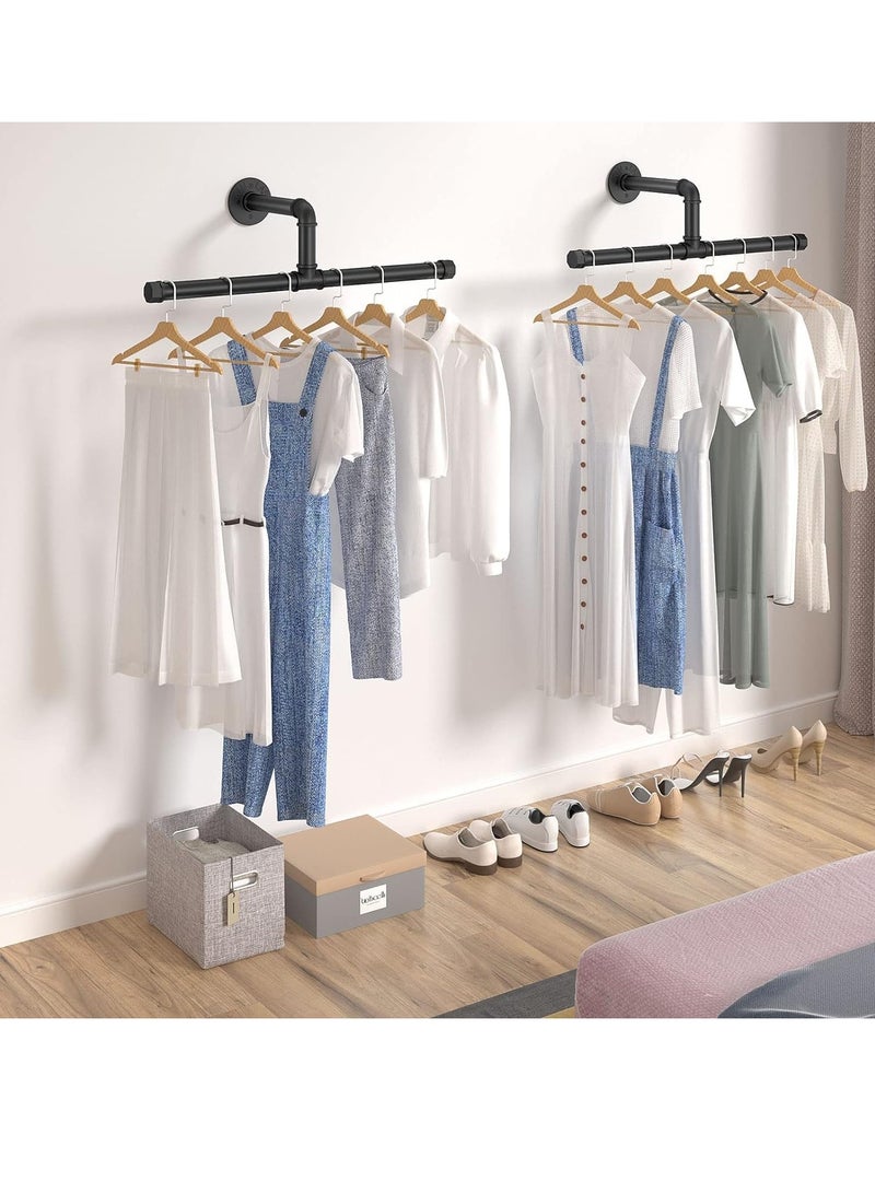 MIXDE Industrial Pipe Clothing Racks,Heavy Duty Wall Mounted Iron Garment Bars,Vintage Steel Black Metal Garmentfor Laundry, and Bedroom - Image 5