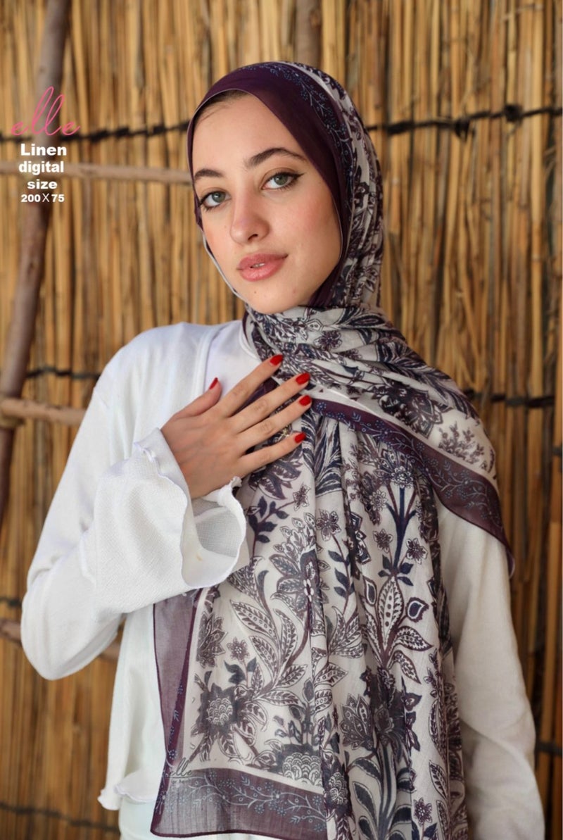 Luxury Linen Islamic Hijab Scarf for Women– Elegant Design for Daily Wear & Special Occasions – Size 200 × 75 cm