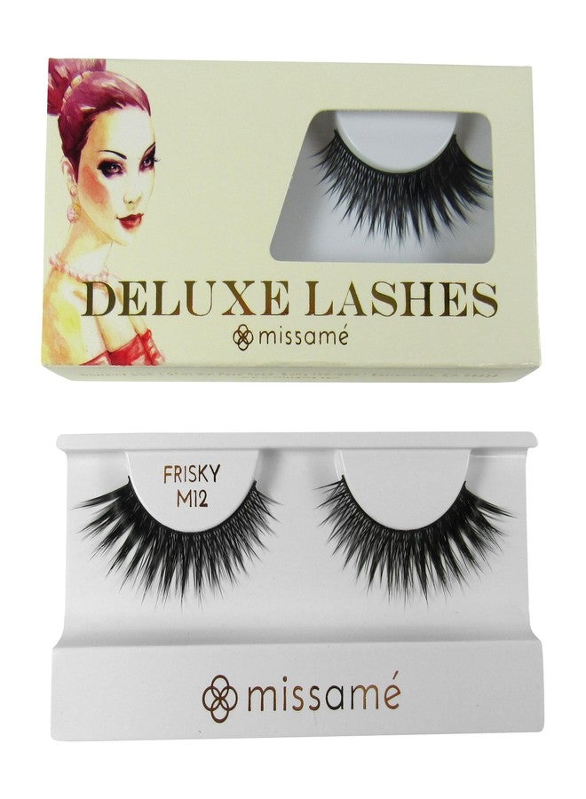Missamé FRISKY Glamour Flare False Eyelashes Set Handmade with Premium Synthetic Fibers, Black, 1 Pair, Strip Lash, Lashes For Glam Halloween - Image 1