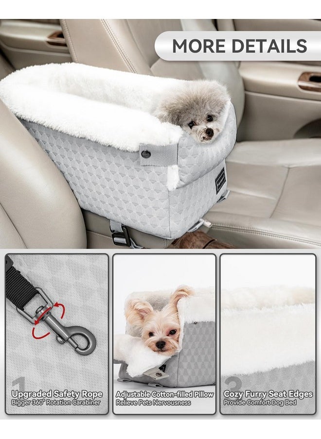 Petsfit Dog Car Seats For Small Dogs With Safe Protection Hooks, Small Dog Car Seat With Upgraded Safety Tethers, Washable Cushion, Center Console Dog Car Seat (Light Grey)  - Image 3