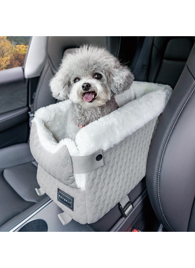 Petsfit Dog Car Seats For Small Dogs With Safe Protection Hooks, Small Dog Car Seat With Upgraded Safety Tethers, Washable Cushion, Center Console Dog Car Seat (Light Grey)  - Image 1