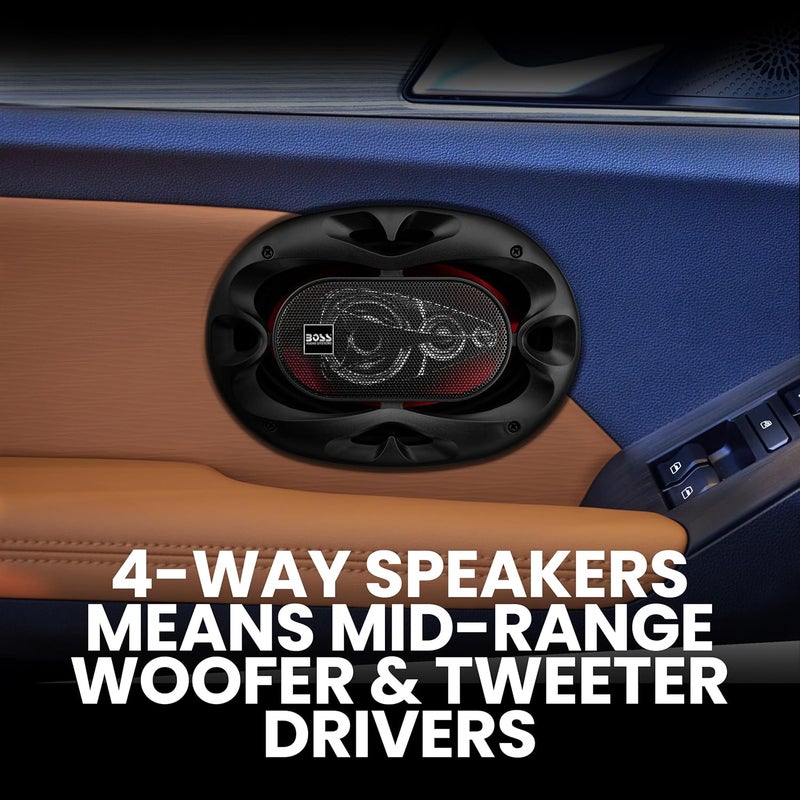 BOSS AUDIO SYSTEMS مكبرات صوت بوس Audio Systems CH6940 6x9 بوصة لأبواب السيارات - 500 وات كحد أقصى، كوكسيل، 4 طرق، نطاق كامل، 4 أوم، تباع في أزواج - Image 3