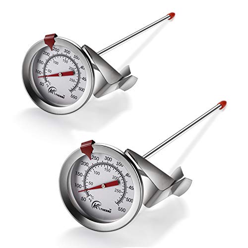 KT THERMO Deep Fry Thermometer with Instant Read,Dial Thermometer（2-Pack）,6" Stainless Steel Stem Meat Cooking Turkey,BBQ,Grill - Image 1