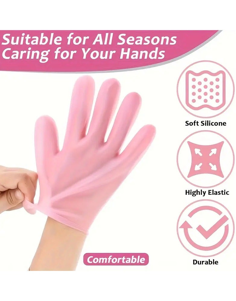 Silicone Moisturizing Gloves for Dry Cracked Hands - Reusable Spa Gel Gloves - Pair - Image 4