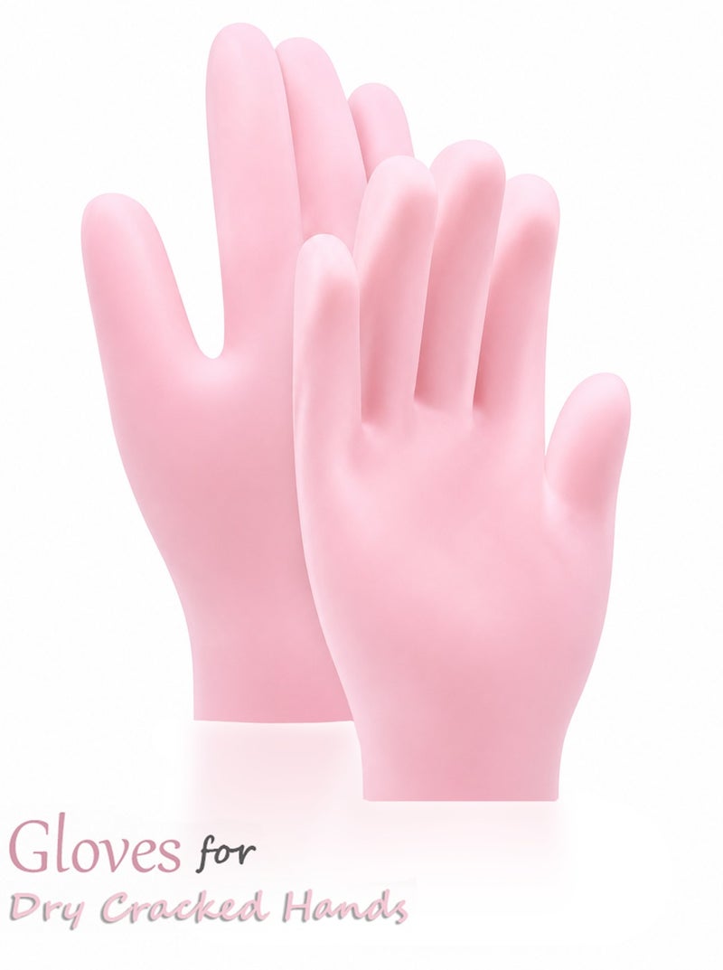 Silicone Moisturizing Gloves for Dry Cracked Hands - Reusable Spa Gel Gloves - Pair - Image 1