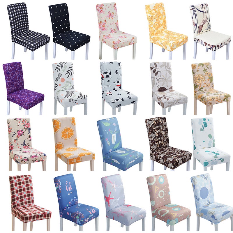Chair Cover Colorful Floral Polka Dot Checked Print Universal Removable Washable Elastic Cloth Highly Stretch Seat Cover Home Dining Room Hotel Wedding Banquet Party Decoration - Image 5
