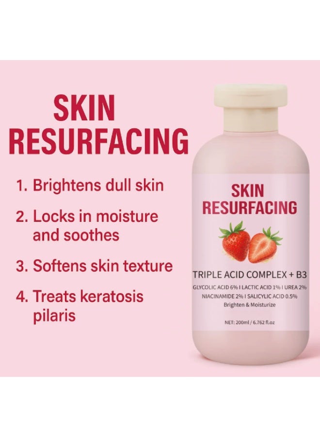 سكينز علاج بشرة الفراولة، كريم تقشير الساقين، مع فرشاة، مركب ثلاثي الأحماض متقدم لعلاج الكيراتوزيس بيلاريس، يقلل من نتوءات جلد الدجاج - Image 2