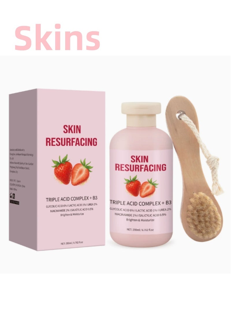 سكينز علاج بشرة الفراولة، كريم تقشير الساقين، مع فرشاة، مركب ثلاثي الأحماض متقدم لعلاج الكيراتوزيس بيلاريس، يقلل من نتوءات جلد الدجاج - Image 1