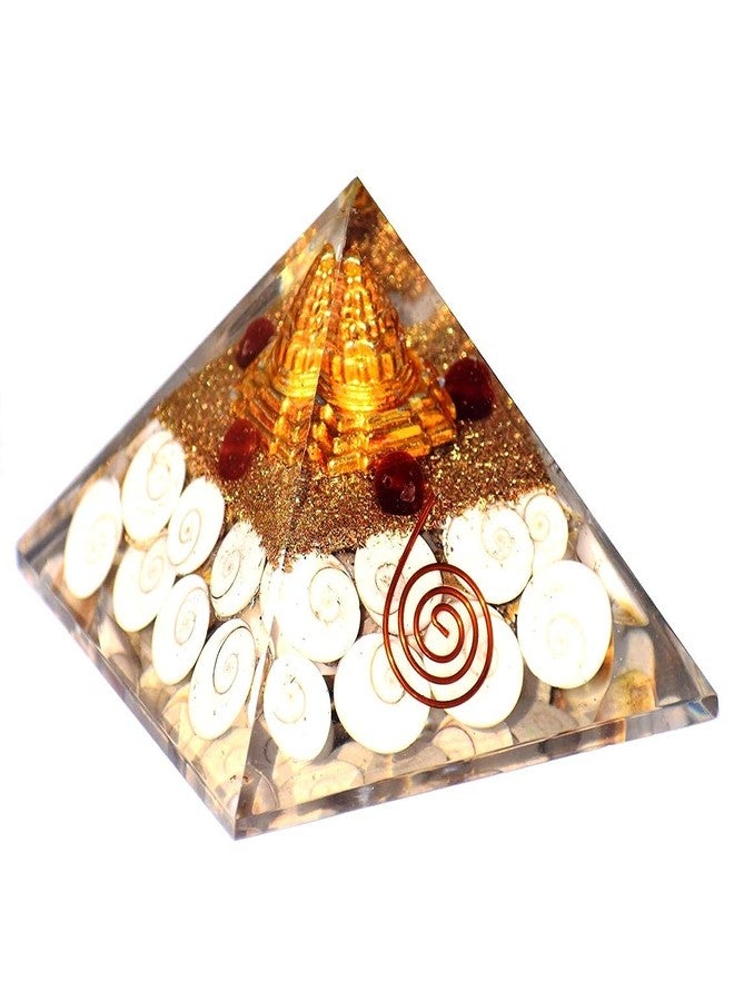 numeroastro Gomti Chakra Orgone Pyramid with Ashtadhatu Shri Yantra For Meditation & Healing (1 Pc), Copper - Image 1