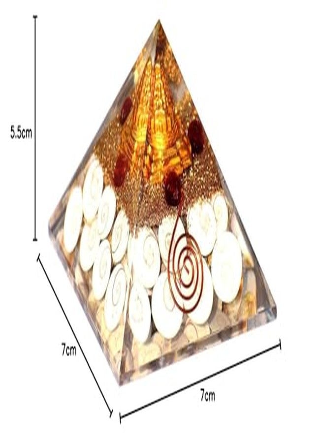 numeroastro Gomti Chakra Orgone Pyramid with Ashtadhatu Shri Yantra For Meditation & Healing (1 Pc), Copper - Image 3