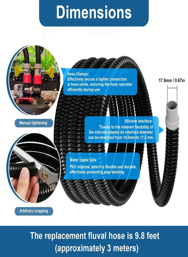 LWPLWA 9.8Ft Ribbed Hose Fits Fluval Canister Filter 106 107 206 207 304 305 306 307 404 405 406 407, A20015 16.5MM Fish Tank Filter Tubing, Aquarium Canister Filter Hose - Image 2