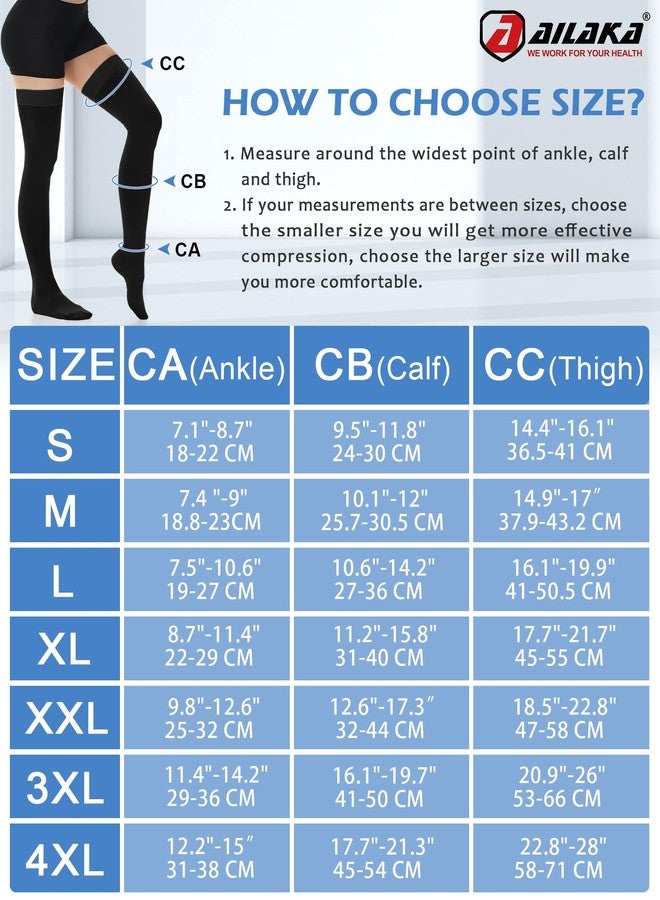 Ailaka Medical Compression Stockings for Women & Men, 20-30 mmHg Thigh High Compression Socks with Closed Toe, Graduated Support Hose for Varicose Veins, Edema, Circulation, Long Flight, Post-Surgery Recovery - Image 5