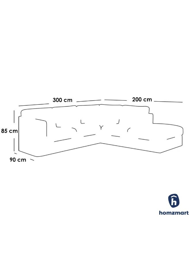 Homzmart MDF Wood and Linen L-Shape Sofa - White  - Image 3