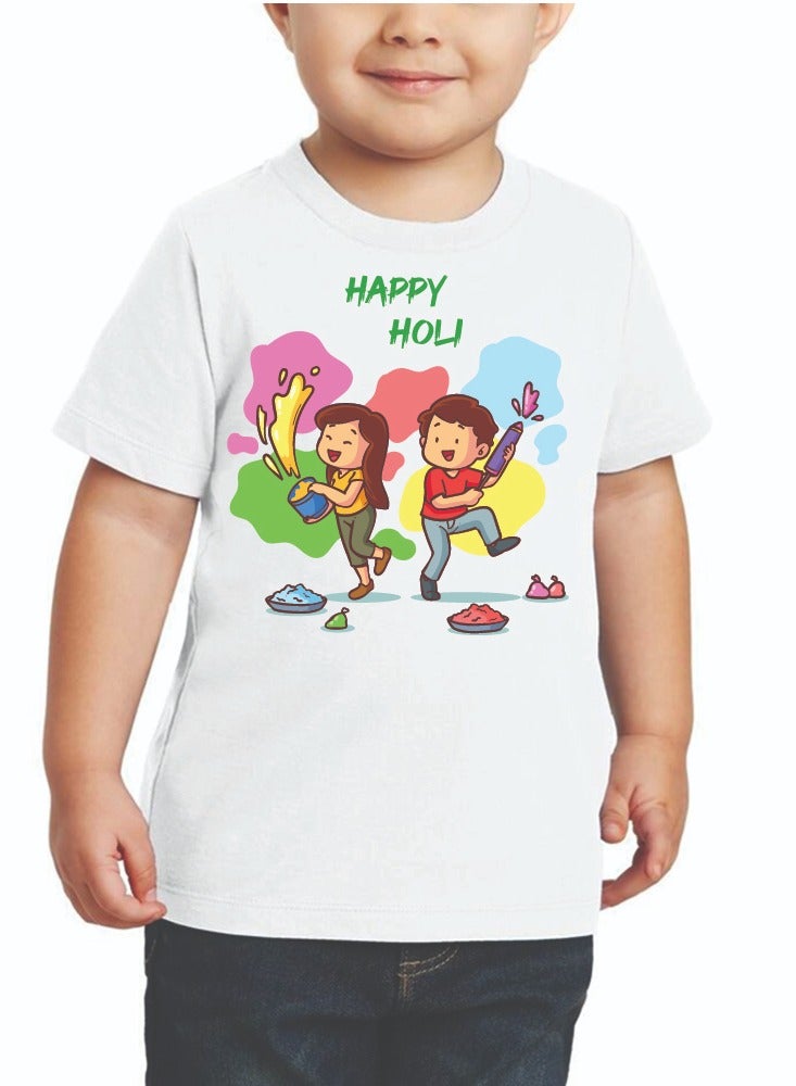 PRINTSHOP4ME Holi Kids Boys T-Shirts - Celebrate the Colorful Festival with Funny Designs - Round Neck and Short Sleeves - Festive Fun - Image 1