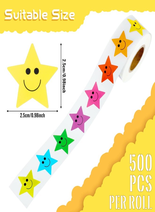 Teling 1500 Pcs Star Reward Stickers for Kids Smile Face Motivational Stickers Incentive Behavior Chart Labels for Students Reward 100 Days of School Supplies,3 Rolls - Image 2