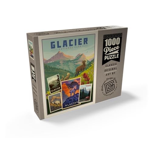 MyPuzzle.com MyPuzzle Glacier National Park Collage Print Vintage Poster Premium 1000 Piece Jigsaw Puzzle for Adults - Image 5