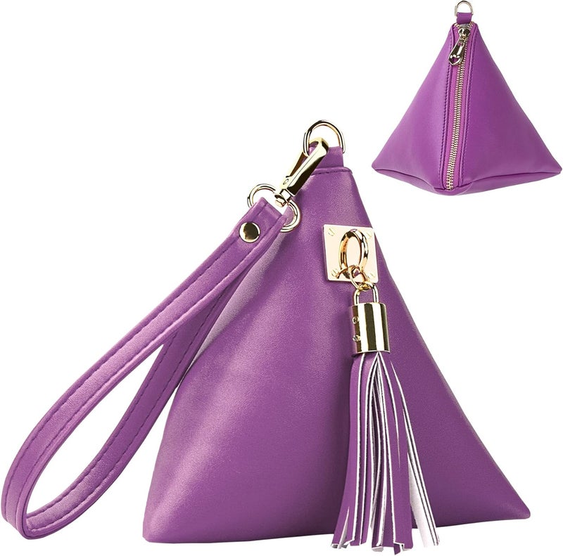 PG6 Women Synthetic Leather Clutch Wallet Triangle Wristlet Purse with Wrist Strap - Image 1