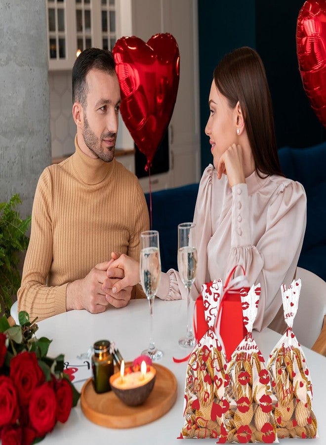 Hying مجموعة هاينغ من 150 كيسًا من السيلوفان لعيد الحب، مزودة برباطات، مثالية لتغليف الهدايا، أكياس هدايا على شكل قلوب، أكياس هدايا عيد الحب للحلويات والبسكويت. - Image 5