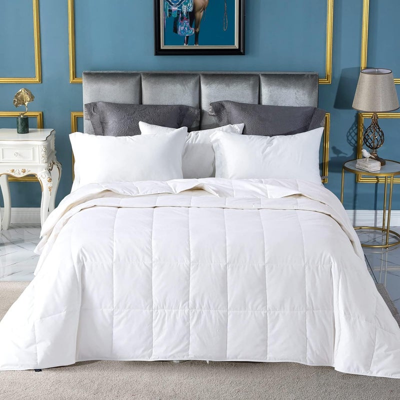 Globon Summer Down Comforter King Size, Extra Lightweight Blanket/Duvet Insert for Hot Sleepers, Noiseless & Extra Soft,106x90 inches,White - Image 1