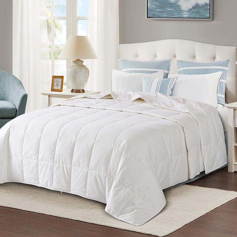 Globon Summer Down Comforter King Size, Extra Lightweight Blanket/Duvet Insert for Hot Sleepers, Noiseless & Extra Soft,106x90 inches,White - Image 2