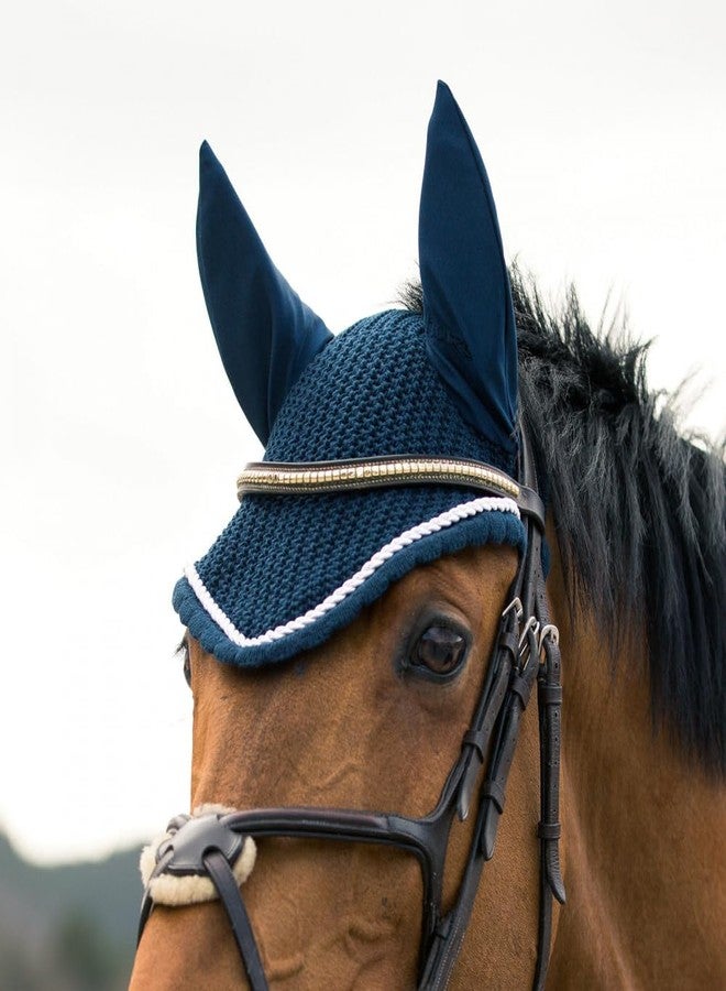 HORZE River Ear Net - Peacoat Dark Blue/White - Horse - Image 4