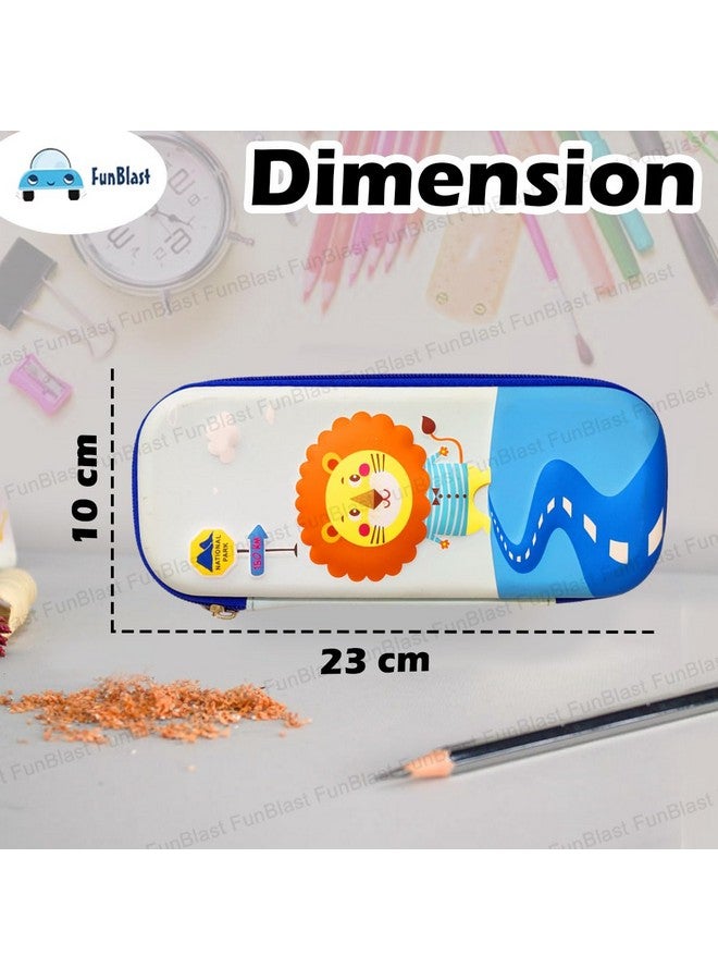 فنبلاست حقيبة فن بلاست الأسد للأولاد والبنات - حافظة أقلام إيفا ثلاثية الأبعاد متعددة الأغراض، وقلم ثابت وحقيبة للوازم المدرسية للطلاب، وحقيبة تخزين ثابتة، وهدية عيد ميلاد للأطفال (أزرق فاتح) - Image 3