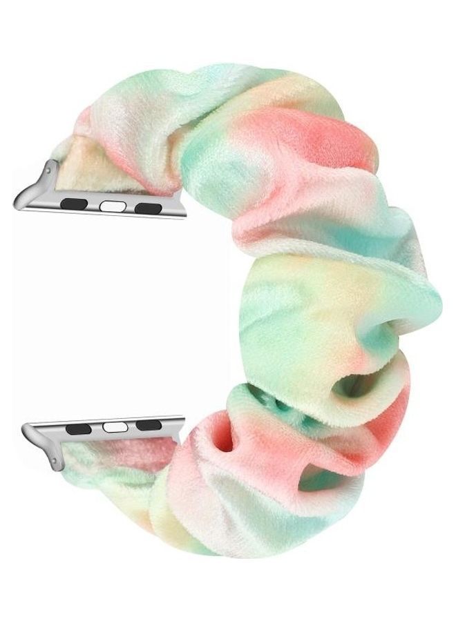 NIBEMINENT Flannel Hair Ring Replacement Watchband For Apple Watch Series 7 41mm/6 & SE 5 4 40mm/3 2 1 38mm Multicolour - Image 2