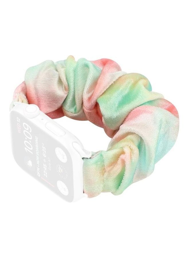 NIBEMINENT Flannel Hair Ring Replacement Watchband For Apple Watch Series 7 41mm/6 & SE 5 4 40mm/3 2 1 38mm Multicolour - Image 3