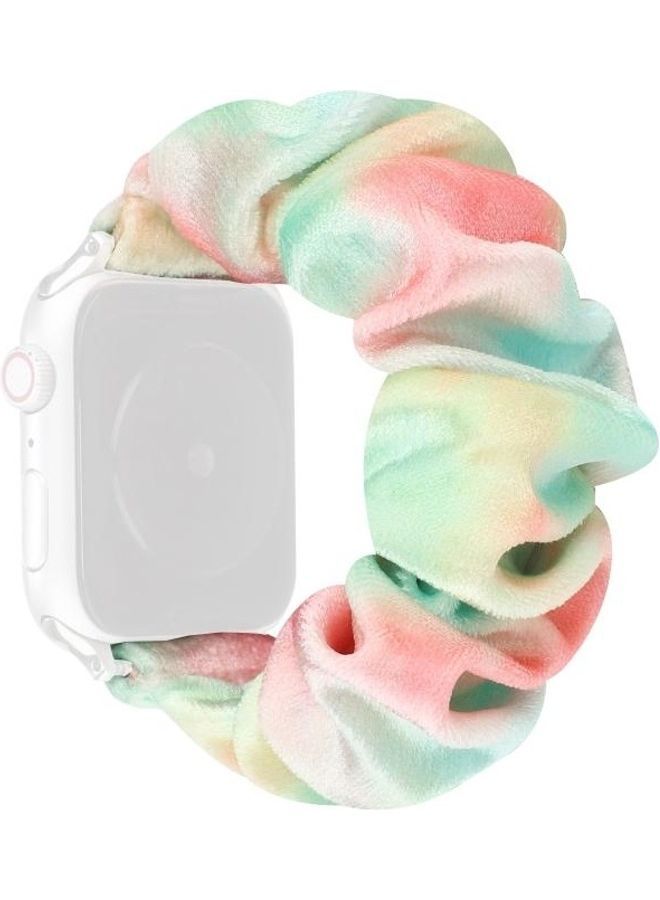 NIBEMINENT Flannel Hair Ring Replacement Watchband For Apple Watch Series 7 41mm/6 & SE 5 4 40mm/3 2 1 38mm Multicolour - Image 4