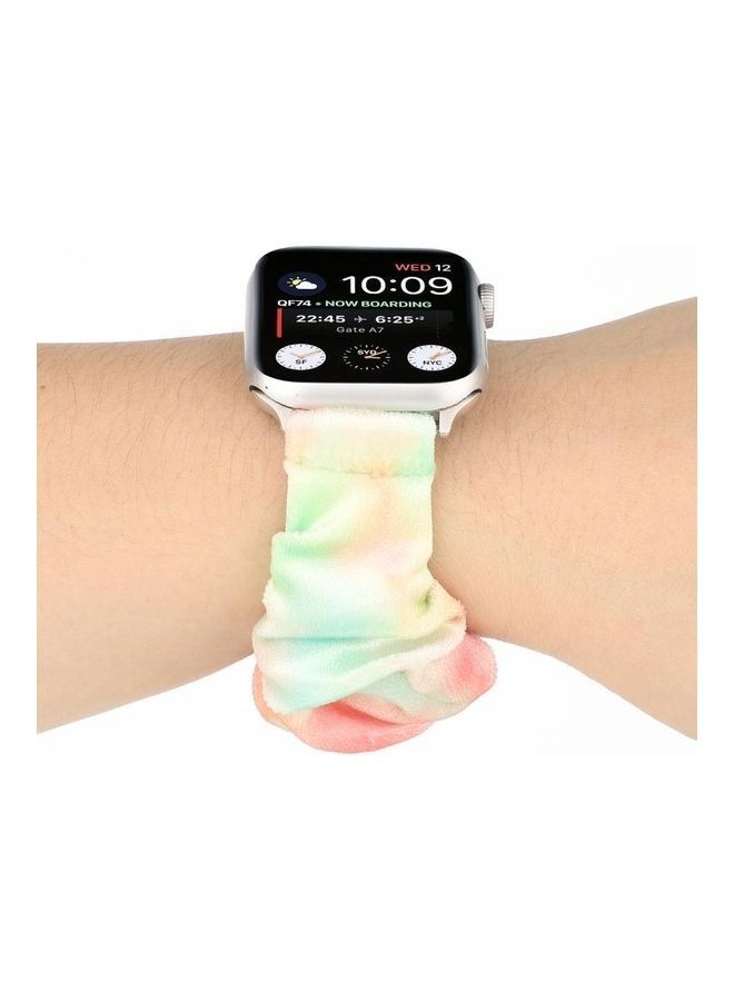 NIBEMINENT Flannel Hair Ring Replacement Watchband For Apple Watch Series 7 41mm/6 & SE 5 4 40mm/3 2 1 38mm Multicolour - Image 5