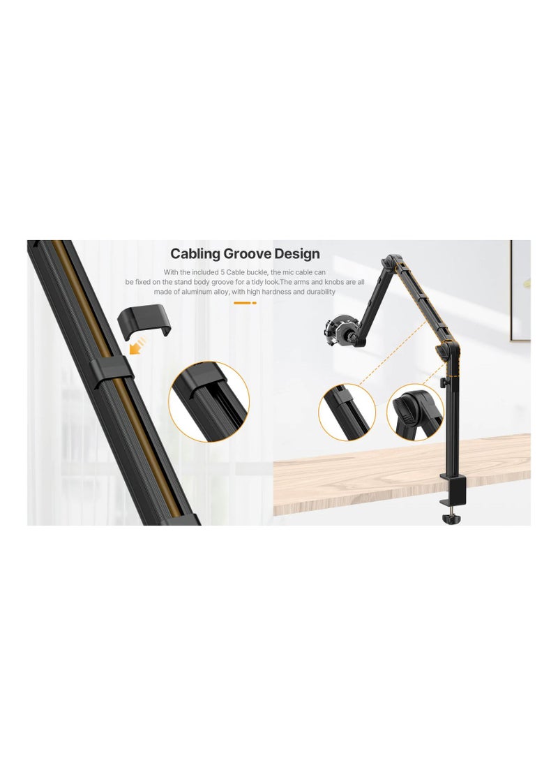 VIJIM - mic stand heavy duty live stream microphone arm stand 360 degree rotatable boom arm Camera light stand Aluminium - Image 1