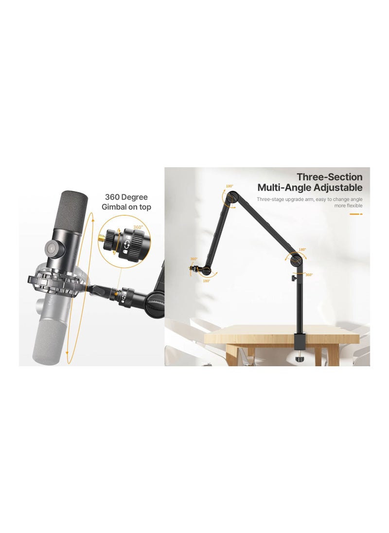 VIJIM - mic stand heavy duty live stream microphone arm stand 360 degree rotatable boom arm Camera light stand Aluminium - Image 1